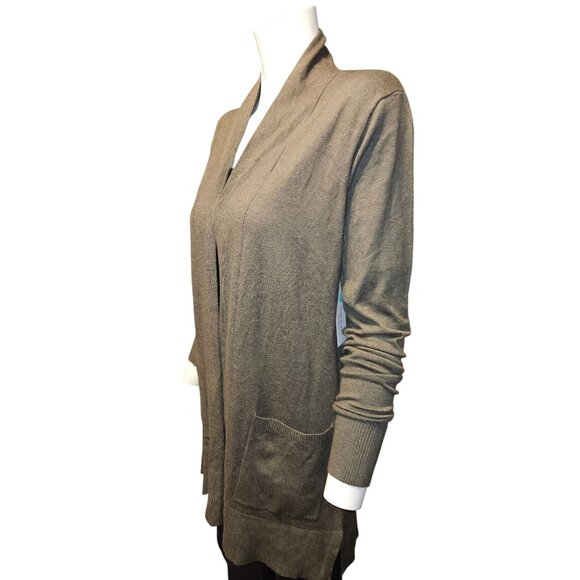 Pink Clover Open Front Cardigan Sweater With Pockets Women Medium Olive Green - Picture 4 of 7